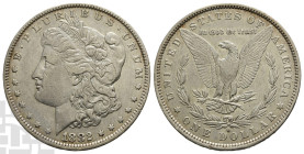 United States of America AR Dollar. Dated 1882. New Orleans mint. Morgan type. Design by George Thomas Morgan.