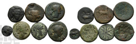 Group of Seven [7] Greek AE Coins. 3rd-2nd century BC.