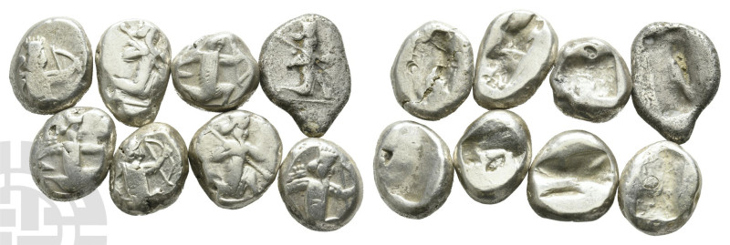 Group of Eight [8] AR Sigloi of Achaemenid Empire. 5th-4th century BC. 

Group...