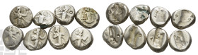 Group of Eight [8] AR Sigloi of Achaemenid Empire. 5th-4th century BC.