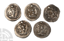 Group of Five [5] Sasanian Kingdom AR Drachms. 5th century AD.