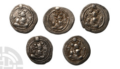 Group of Five [5] Sasanian Kingdom AR Drachms. 5th century AD.