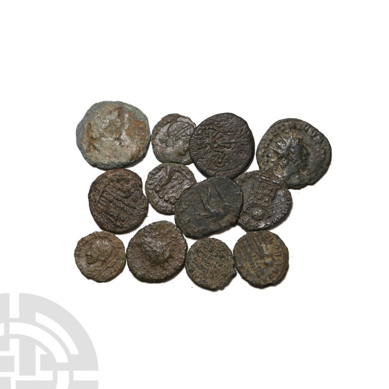 Group of Twelve [12] Roman Imperial AE Coins. 4th century AD. 

Group of Twelv...