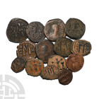 Group of Fourteen [14] Byzantine AE Coins. 6th-10th century AD.