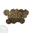 Group of Thirteen [13] Byzantine AE Coins. 6th-9th century AD.