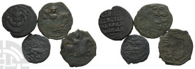 Group of Four [4] Islamic AE Coins. 13th century AD.