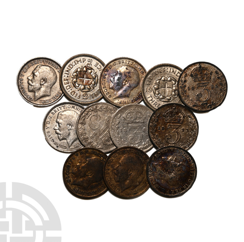 Great Britain. Group of Twelve [12] AR Threepence. 19th-20th century AD. 

Gre...