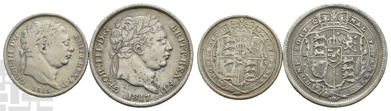 Great Britain. Hanover, George III AR Shilling and Sixpence. 1760-1820. 

Grea...