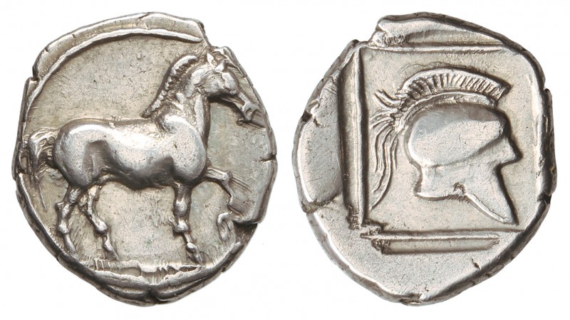 Tetróbolo. 480-454 a.C. ALEJANDRO I. REYES DE MACEDONIA. Anv.: Caballo al paso a...