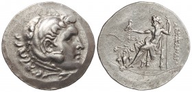Tetradracma. 200-100 a.C. ALEJANDRO MAGNO. TEMNOS. Anv.: Cabeza de Hércules con piel de león a derecha. Rev.: Zeus entronizado a izquierda, detrás ley...
