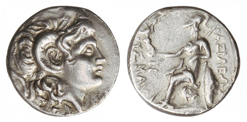 Óbolo. 323-281 a.C. LISIMACO. TRACIA. Anv.: Cabeza de Alejandro Magno con los cu...