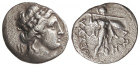 Dracma. 196-146 a.C. TESALIA. Anv.: Cabeza laureada de Apolo a derecha, detrás HP en monograma. Rev.: ¶E¶A-¶N. Atenea con lanza y escudo a derecha. 4 ...