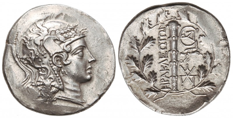 Tetradracma. 190 a.C. HERACLEA DE LATMOS. JONIA. Anv.: Cabeza de Atenea con casc...