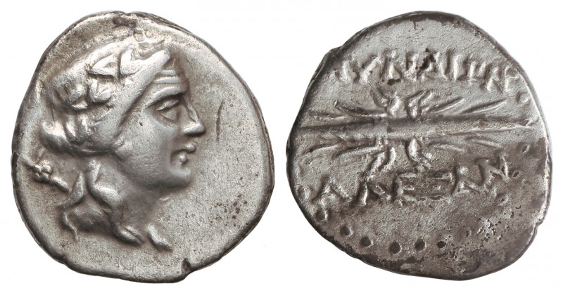 Hemidracma. 200-100 a.C. MYNDOS. CARIA. Anv.: Cabeza de Dionisos joven a derecha...