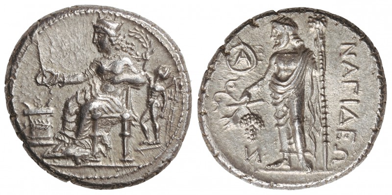 Estátera. 380-360 a.C. NAGIDOS. CILICIA. Anv.: Afrodita sentada a izquierda sacr...