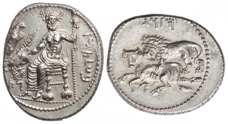 Estátera. 361-333 a.C. SATRAPIA DE MAZAIOS. TARSOS. CILICIA. Anv.: Baal de Tarso...