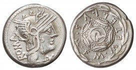 Denario. 127 a.C. CAECILIA-29. M. Caecilius Metellus Q. f. 3,77 grs. AR. Cal-281; FFC-205. MBC+.