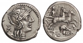 Denario. 128 a.C. CAECILIA-38. Q. Caecilius Metellus Diadematus. Rev.: Piedad en biga a derecha, debajo cabeza de elefante. 3,75 grs. AR. Cal-285; FFC...