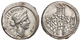 Denario. 57 a.C. CONSIDIA-1. C. Conc. Considius Nomianus. Anv.: Cabeza diademada y laureada de Venus Erycina a derecha con joya en el moño. 4,02 grs. ...