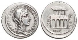 Denario. 55 a.C. DIDIA-1. Titus Didius Imperator y P. Fonteius Capito. 3,82 grs. (Leves rayitas an reverso). Cal-540; FFC-676. MBC.