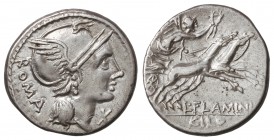 Denario. 109-108 a.C. FLAMINIA-1. Lucius Flaminius Cilo. NORTE DE ITALIA. 3,85 grs. AR. Cal-579; FFC-708. MBC+.