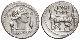 Denario. 63 a.C. FURIA-23. L. Furius Cn. f. Brocchus. 4 grs. AR. Cal-606; FFC-735. EBC-.