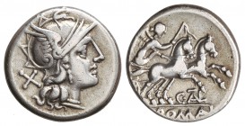 Denario. 154 a.C. JUVENTIA-7. Caius Juventius Thalna. 3,70 grs. AR. ESCASA. Cal-885; FFC-799. MBC.