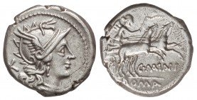 Denario. 153 a.C. MAIANIA-1. C. Maianius. 3,85 grs. AR. (Pequeñas grietas). Cal-917; FFC-832. MBC+.