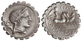 Denario. 79 a.C. NAEVIA-6. C. Naevius Balbus. Taller Auxiliar de Roma. Rev.: Victoria en triga a derecha, encima CXXVIII. 3,90 grs. AR. Cal-1041; FFC-...