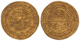 Dinar. 525H. ALÍ BEN YUSUF Y EL EMIR TASHFÍN. MADINAT FAS (Fez). 4,12 grs. AU. CMA-217; Haz-312; V-1729. EBC.