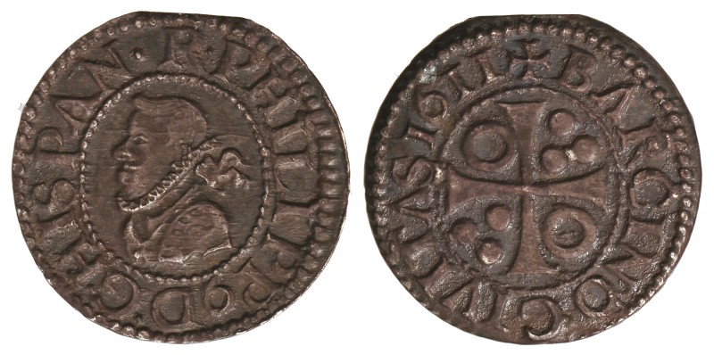 1/2 Croat. 1611. BARCELONA. 1,64 grs. Leve final de riel. Pátina oscura. Cal-538...