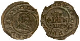 4 Maravedís. 1663. GRANADA. N. ERROR en leyenda del reverso HISNIARVM. Encapsulada por NN Coins (nº 2762876-032) como XF 45. Cal-1374. MBC+.