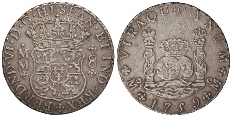 8 Reales. 1759. MÉXICO. M.M. 26,69 grs. Columnario. Corona imperial y real. (Gol...