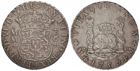 8 Reales. 1759. MÉXICO. M.M. 26,69 grs. Columnario. Corona imperial y real. (Golpecitos y rayitas). Cal-344. MBC+.