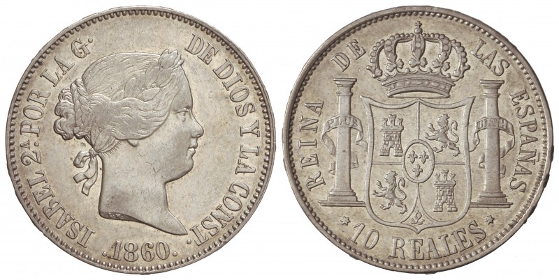 10 Reales. 1860. MADRID. 12,80 grs. Cal-229. EBC-.