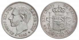50 Céntimos. 1880 (*8-0). M.S.-M. Brillo original. SC.