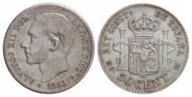 50 Céntimos. 1885 (*8-6). M.S.-M. EBC/EBC-.