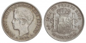 10 Centavos de Peso. 1896. PUERTO RICO. P.G.-V. MBC+/MBC.