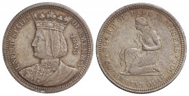 1/4 Dólar. 1893. 6,21 grs. AR. Exposición Colombina: Isabel ´La Católica´. (Leves golpecitos). Pátina. KM-115. EBC.