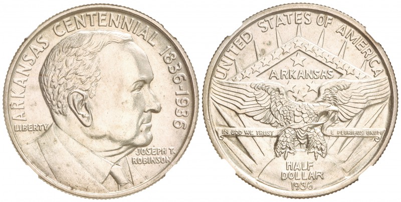 1/2 Dólar. 1936. AR. Centenario de Arkansas. Encapsulada por NGC (nº3645362-016)...