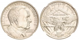 1/2 Dólar. 1936. AR. Centenario de Arkansas. Encapsulada por NGC (nº3645362-016) como MS 62. KM-187. SC- .