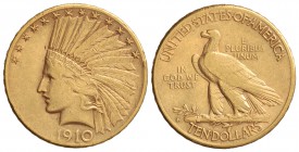 10 Dólares. 1910-S. SAN FRANCISCO. 16,67 grs. AU. Tipo Indio. Fr-167; KM-130. MBC+.