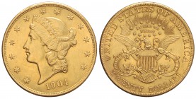 20 Dólares. 1904. 33,40 grs. AU. Coronet Head. (Leves golpecitos). Fr-177; KM-74.3. EBC-.