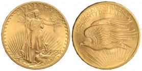 20 Dólares. 1908. 33,42 grs. AU. Saint Gaudens. Sin ´In God We Trust´. Brillo original. Fr-183; KM-127. EBC+.