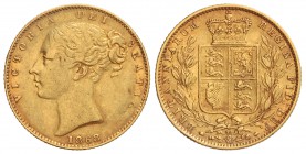 Soberano. 1868. VICTORIA. Rev.: 31 bajo el escudo. 7,94 grs. AU. Fr-387i; KM-736.2. MBC.