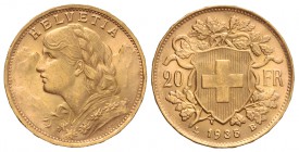 20 Francos. 1935-LB. BERNA. 6,45 grs. AU. KM-35.1. EBC+.