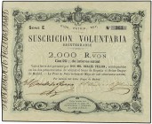 Suscrición Voluntaria 2.000 Reales De Vellón. 30 Mayo 1870. CARLOS VII, PRETENDIENTE. LA TOUR DE PEILZ. (Levísimas manchitas. Arruguitas). Ed-200. SC-...