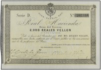 Bono del Tesoro 2.000 Reales de Vellón. 1 Noviembre 1873. CARLOS VII, PRETENDIENTE. BAYONA. Ed-213. SC.