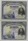 Lote 2 billetes 1.000 Pesetas. 15 Agosto 1928. San Fernando. Pareja correlativa. Ed-357. SC-.