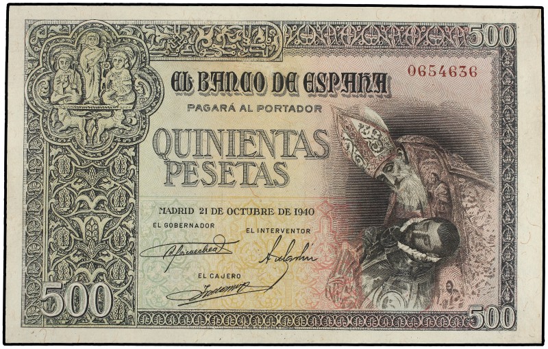 500 Pesetas. 21 Octubre 1940. Entierro del Conde de Orgaz. Ed-444. SC-.